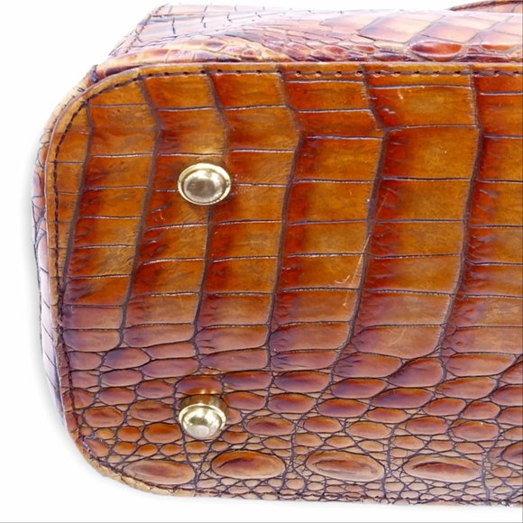 Vtg Brahmin Toasted Melbourne Stacy Crossbody Bag Croc Embossed Leather Brass - Picture 12 of 16